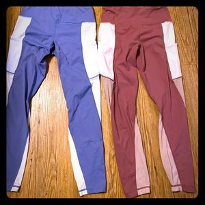 2 pair multi color leggings/pockets on each side